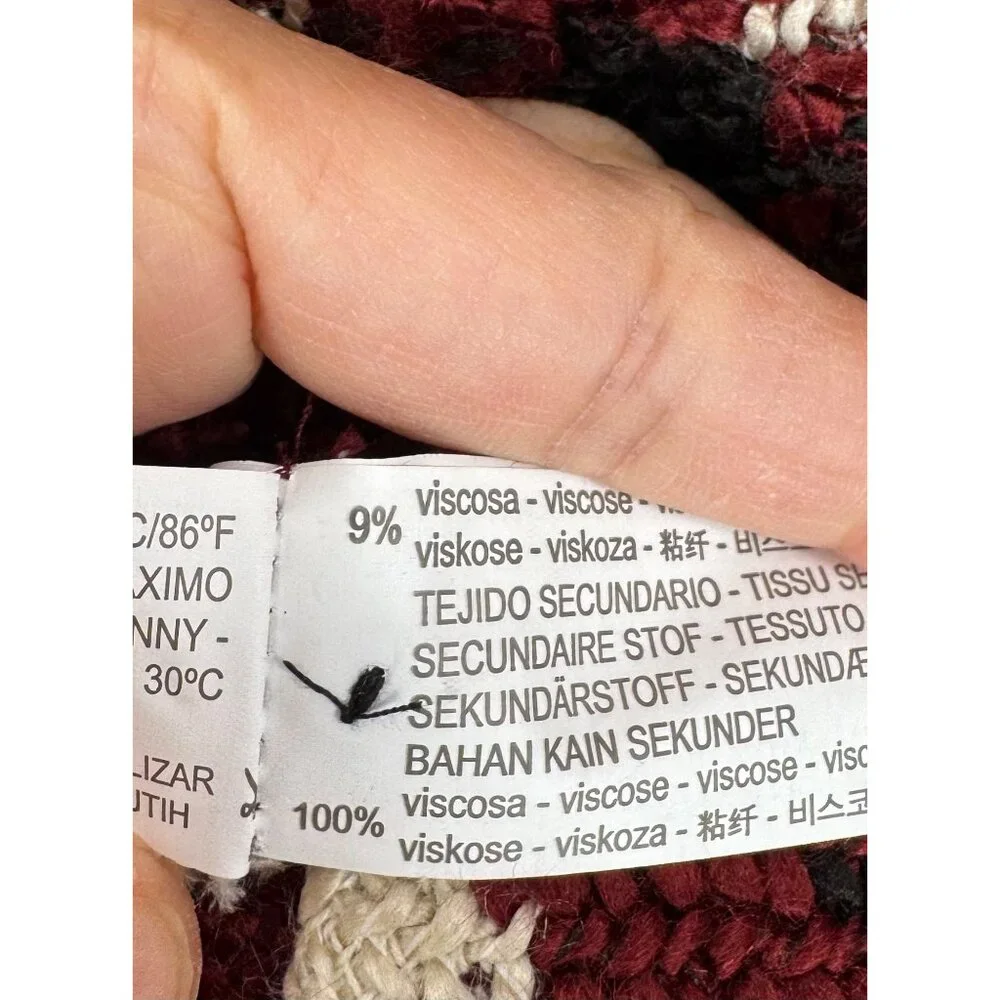 Zara Tweed plaid skater dress red‎ cream 90s Y2K sz S